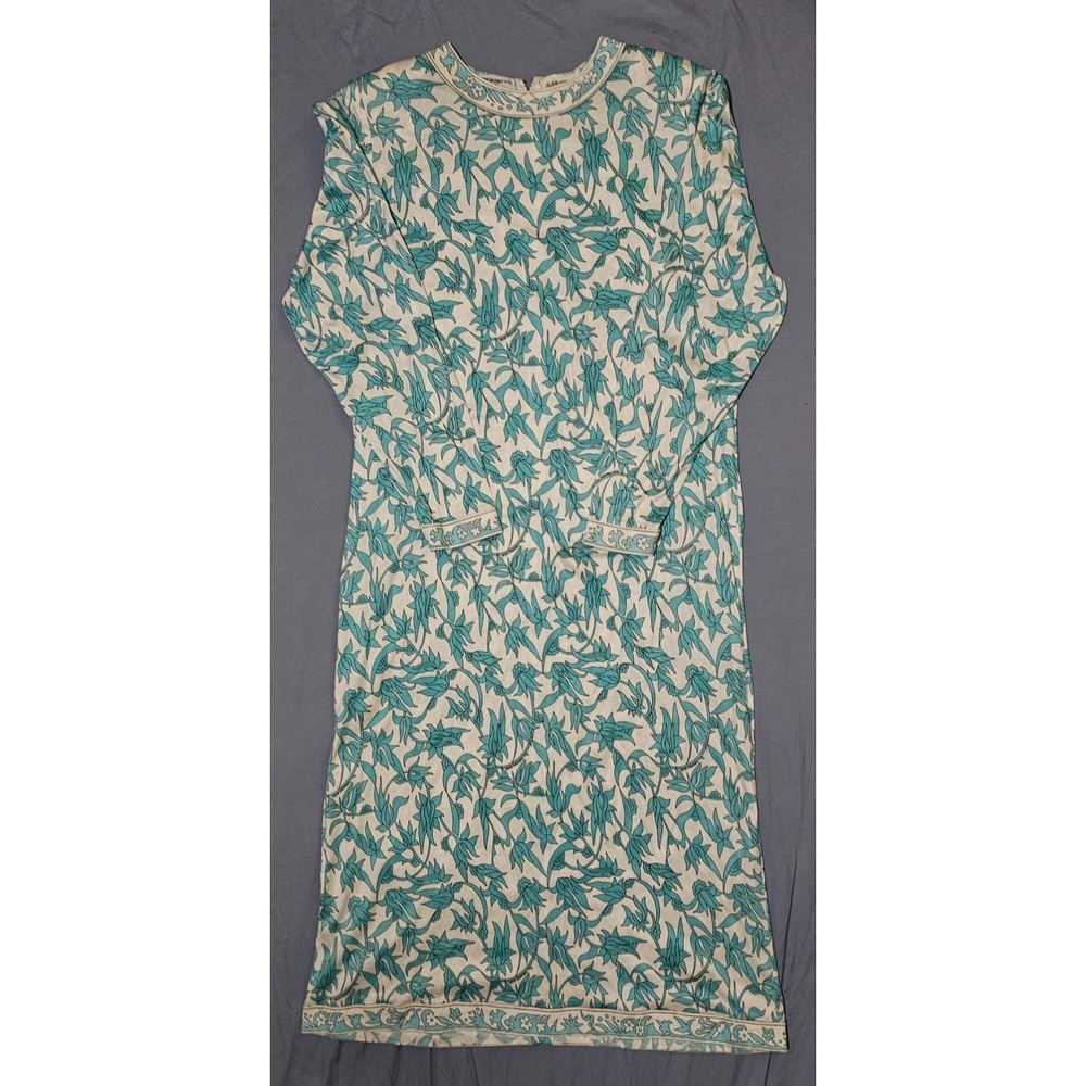 VINTAGE ALVERADO BESSI DRESS SIZE 14 FLORAL LONG‎ SLEEVE ITALY COTTON